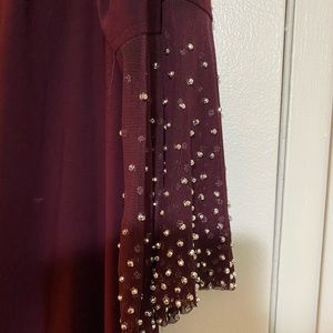 Beautiful wine colored dress w silver accents